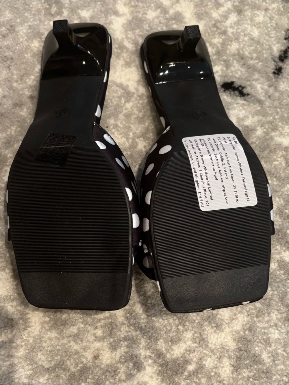 Black and White Polka Dot Bow Kitten Heel Mules size 6 - Picture 8 of 8